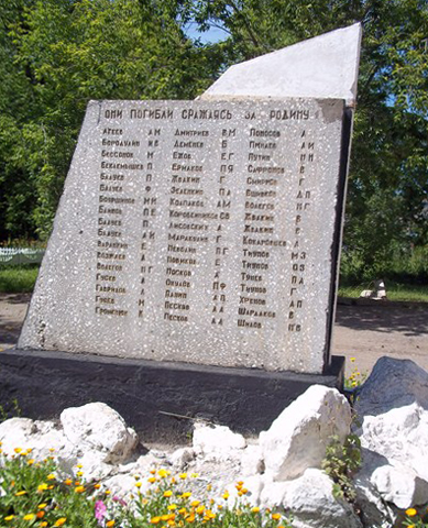 Памятник-стела памяти учащихся и работников, которые погибли во времена ВОВ